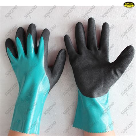 Long cuff sandy nitrile coated nylon liner gloves