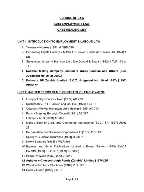 Employment Law Cases | PDF