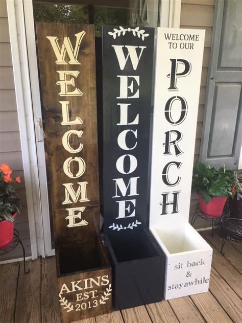 Welcome Porch Sign Planters | Door signs diy, Wooden welcome signs, Diy ...