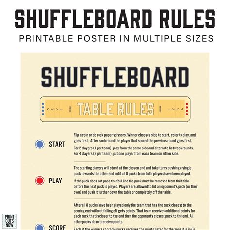 Printable Shuffleboard Table Rules Ready to Hang Frame - Etsy