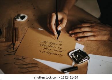 Someone Using Fountain Pen Writing Words Stock Photo 1832451424 ...