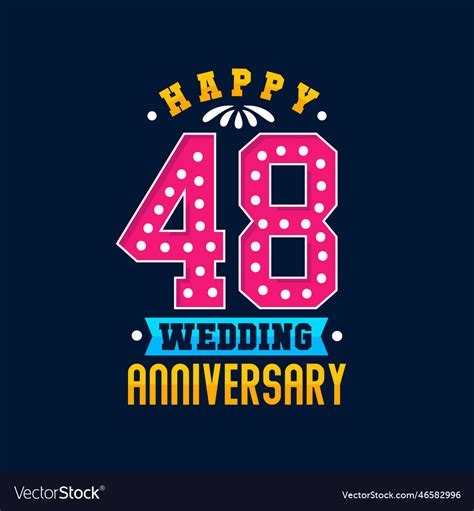 Happy 48th wedding anniversary celebration Vector Image