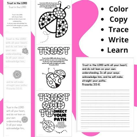 Proverbs 3:5-6 Bible Verse Coloring and Handwriting Printables- Primary ...