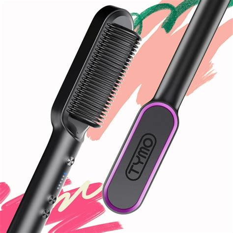 TYMO RING Hair Straightener Brush Black – Hair Straightening Iron with ...