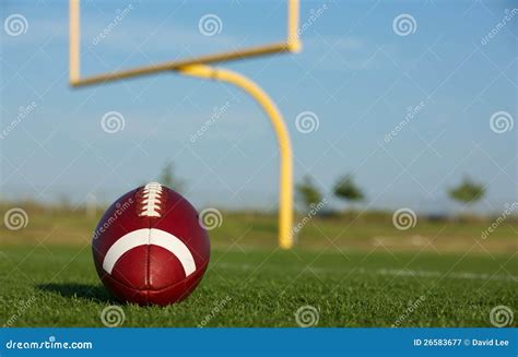 American Football with Goal Posts Stock Image - Image of high, field ...