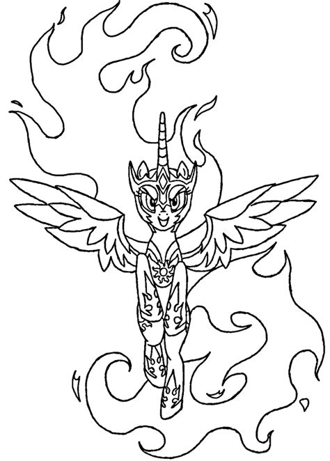 Daybreaker Coloring Page Line Art Celestia MLP by sanorace on DeviantArt