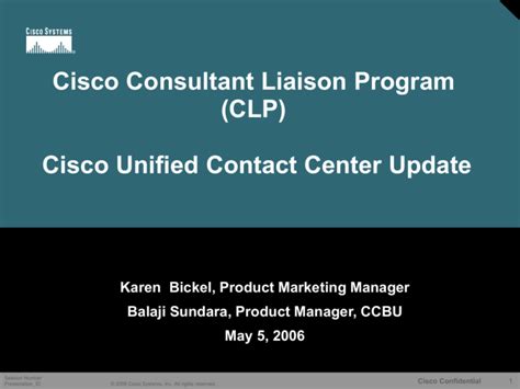 May 5, 2006 - Cisco Unified Contact Center Update