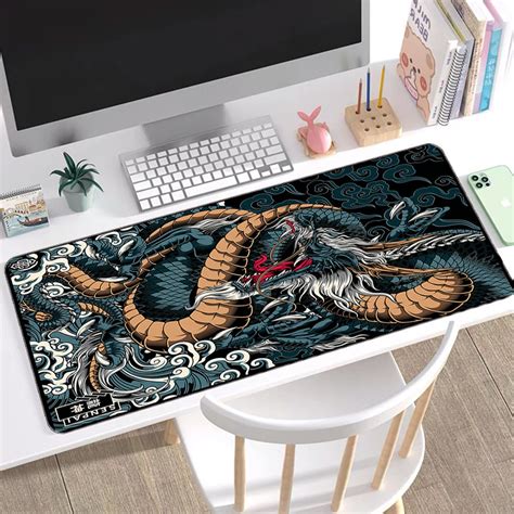 Chinese Dragon Large Gaming Mouse Pad, Chinese Dragon XXL Mouse Pad, Oriental Fantasy Gaming ...