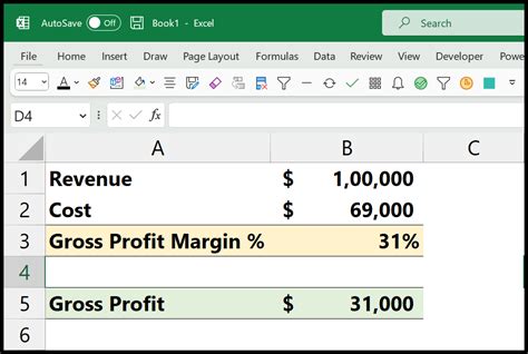 How to Gross Profit (Margin and Ratio) in Excel (Formula)