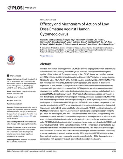 (PDF) Efficacy and Mechanism of Action of Low Dose Emetine against ...