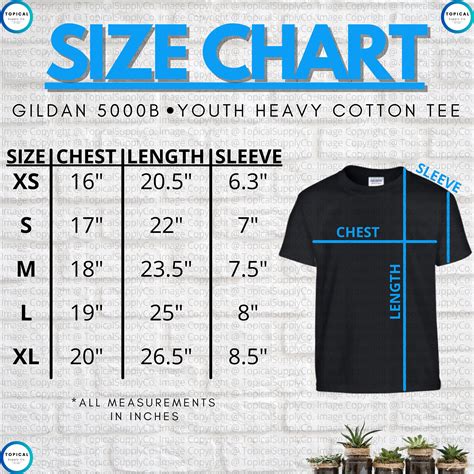 HQ Gildan 5000B Size Chart Gildan 5000B Youth Kids Heavy Cotton Tee ...