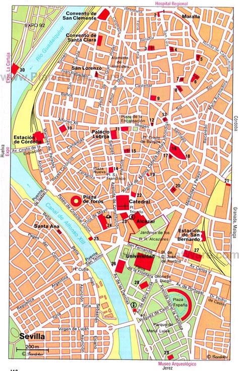 Sevilla Central Map - Tourist Attractions | Tourist map, Seville spain, Seville