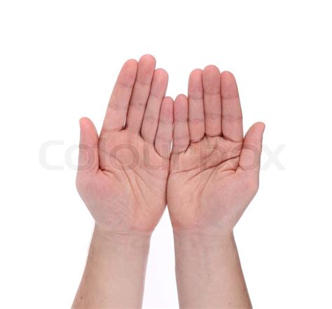 Open palm hands gesture of male hand. ... | Stock image | Colourbox