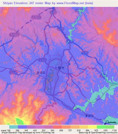 Elevation of Shiyan,China Elevation Map, Topography, Contour