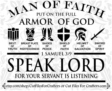 Man of Faith Svg Put on the Full Armor of God Svg Speak Lord - Etsy | Armor of god, Proverbs 27 ...