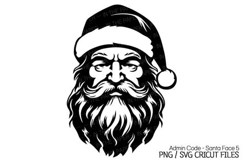 Santa Claus Face Black Silhouette SVG | Christmas (3017241)