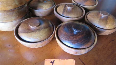 Small Misc. Wooden Bowls (6 w/Lids)