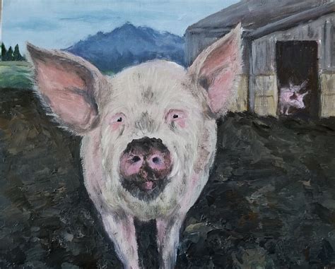 Brush Strokes : Penny the Muddy Pig oil painting