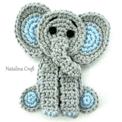 Crochet Pattern Elephant Applique - Free - Natalina Craft