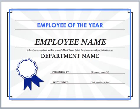 Employee Of The Year Certificate | Certificate Templates intended for Employee Of The Year Cert ...