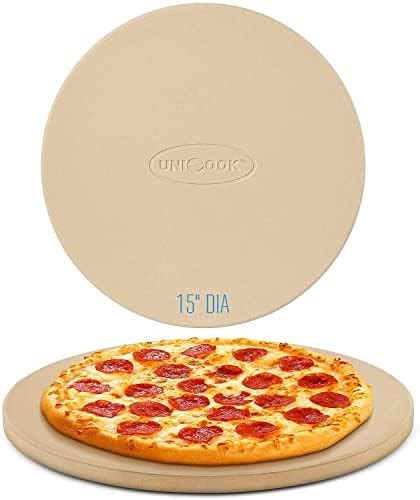 UNICOOK Heavy Duty Ceramic Pizza Grilling Stone, 15 Inch Round Baking ...