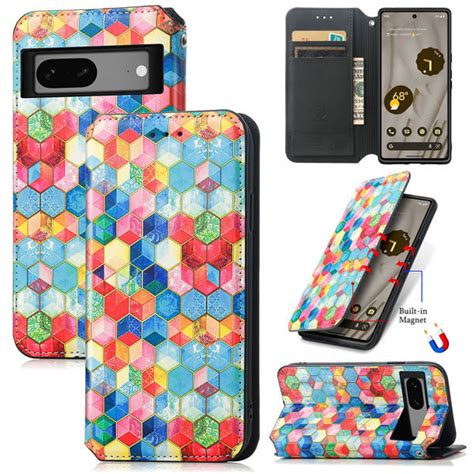 CaseNeo Google Pixel 7A Colorful Pattern Leather Wallet Case with RFID Blocking Card Slot Magic ...