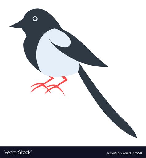 Cute magpie cartoon flat sticker or icon Vector Image