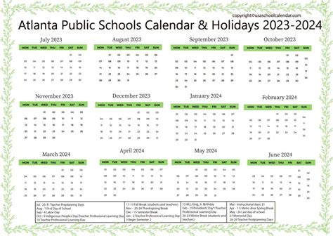 Atlanta Public Schools Calendar 2024-2025 - freddi kellyann