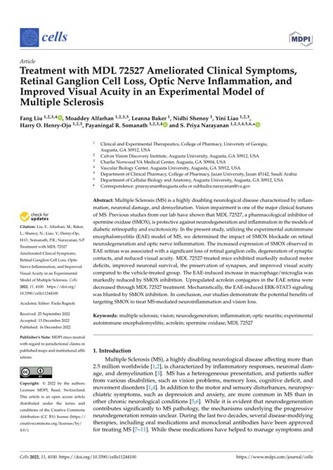 (PDF) Treatment with MDL 72527 Ameliorated Clinical Symptoms, Retinal Ganglion Cell Loss, Optic ...