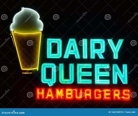 Dairy Queen, Vintage Neon Sign Along Route 66. Editorial Stock Photo ...