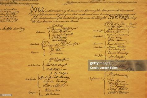 Detail Of Signatures From The Constitution Of The United States Of America High-Res Stock Photo ...