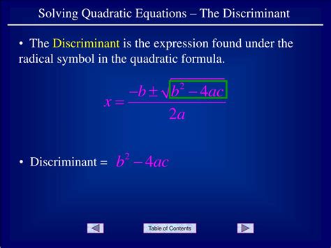 PPT - Solving Quadratic Equations – The Discriminant PowerPoint Presentation - ID:2957580