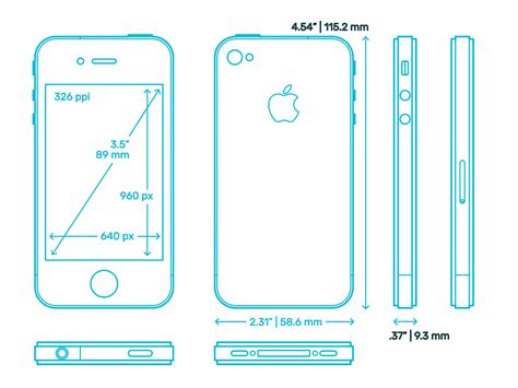 Apple iPhone 4 (4th Gen) Dimensions & Drawings | Dimensions.com