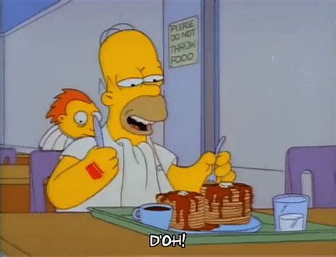 Homer Simpson Doh Problem While Eating His Pancake GIF | GIFDB.com