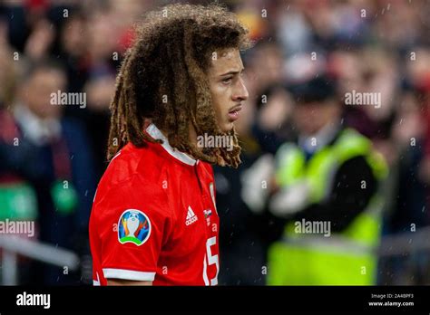 Cardiff, Wales 13/10/19. Ethan Ampadu of Wales takes to the pitch ...