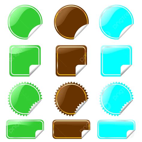 Set Of Glossy Labels In Various Shapes Art Green Note Vector, Art, Green, Note PNG and Vector ...
