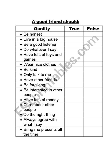 qualities of a good friend - ESL worksheet by supermarisha