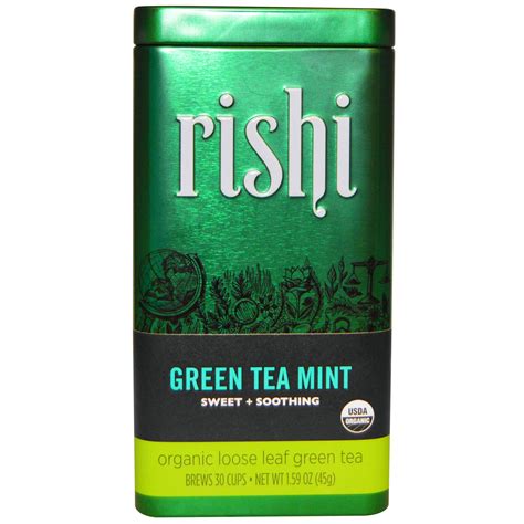 Rishi Tea, Organic Loose Leaf Green Tea, Mint, 1.59 oz (45 g) - iHerb