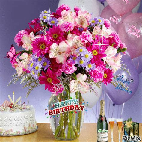 Birthday flowers -Gif - Free animated GIF - PicMix