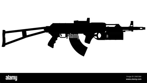 Machine gun silhouette isolated on white background. Vector illustration Stock Vector Image ...