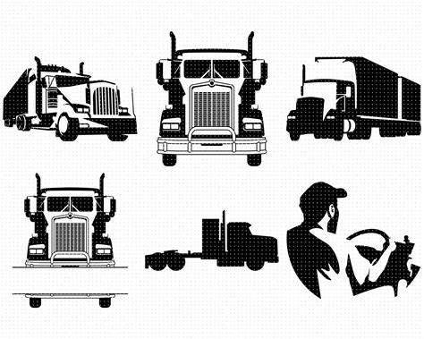 Tractor trailer svg truck clipart truck driver svg | Etsy