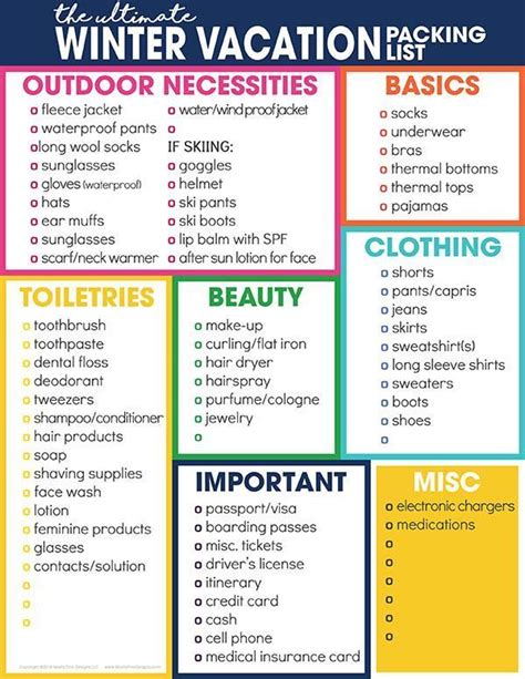 Printable Packing List For Cold Weather - Printable Word Searches