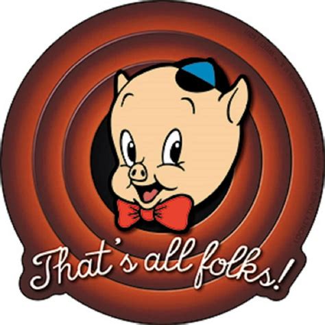 LOONEY TUNES PORKY PIG, THAT'S ALL FOLKS! STICKER - Officially Licensed ...