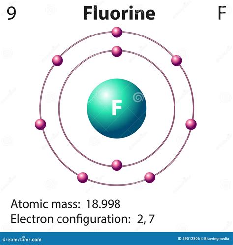 Diagram Representation Of The Element Fluorine Stock Vector - Image: 59012806