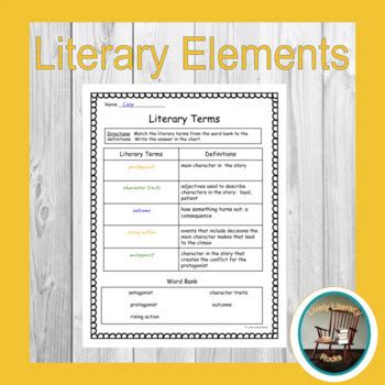 Literary Elements Worksheets by Lively Literacy Rocks | TpT