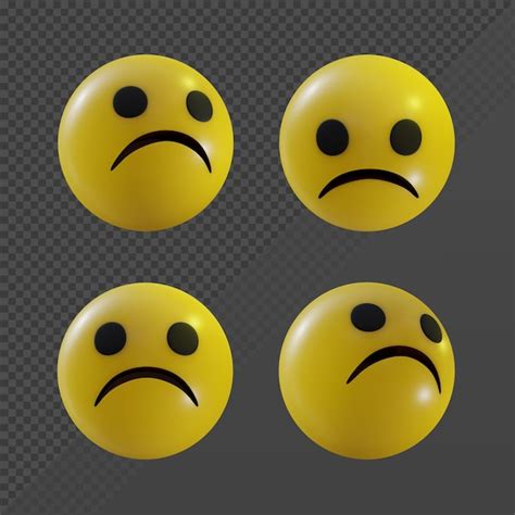 Premium PSD | 3d rendering emoji frowning face sad disapproval displeasure scowl perspective view