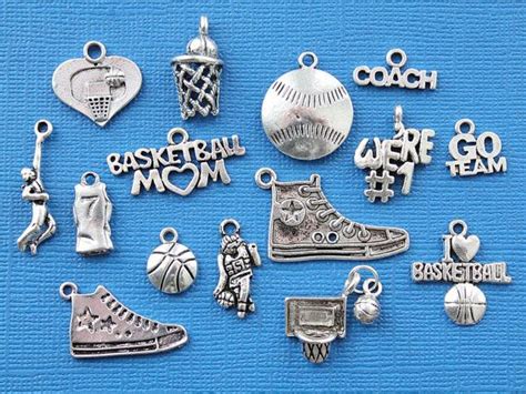 Basketball Charm Collection Antique Silver Tone 15 Charms - COL070 ...