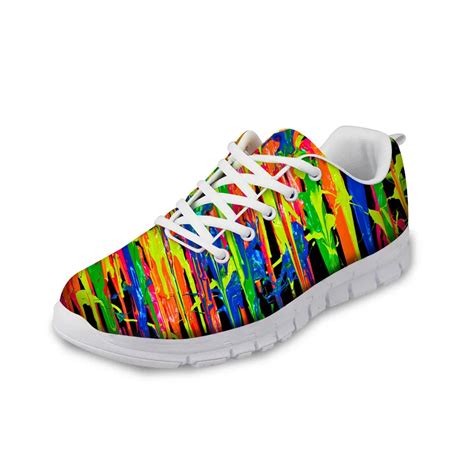 ThiKin 3D Colorful Paint Printed Women Casual Sneaker Shoes Summer Mesh ...