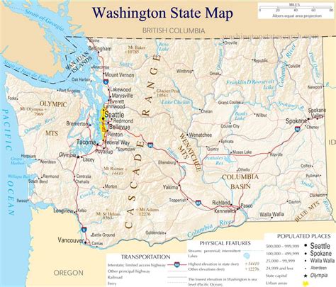 ♥ Washington State Map - A large detailed map of Washington State USA