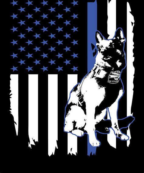 K9 Dog Police Officer American Flag Apparel USA Thin Blue Line Gift Digital Art by Michael S ...